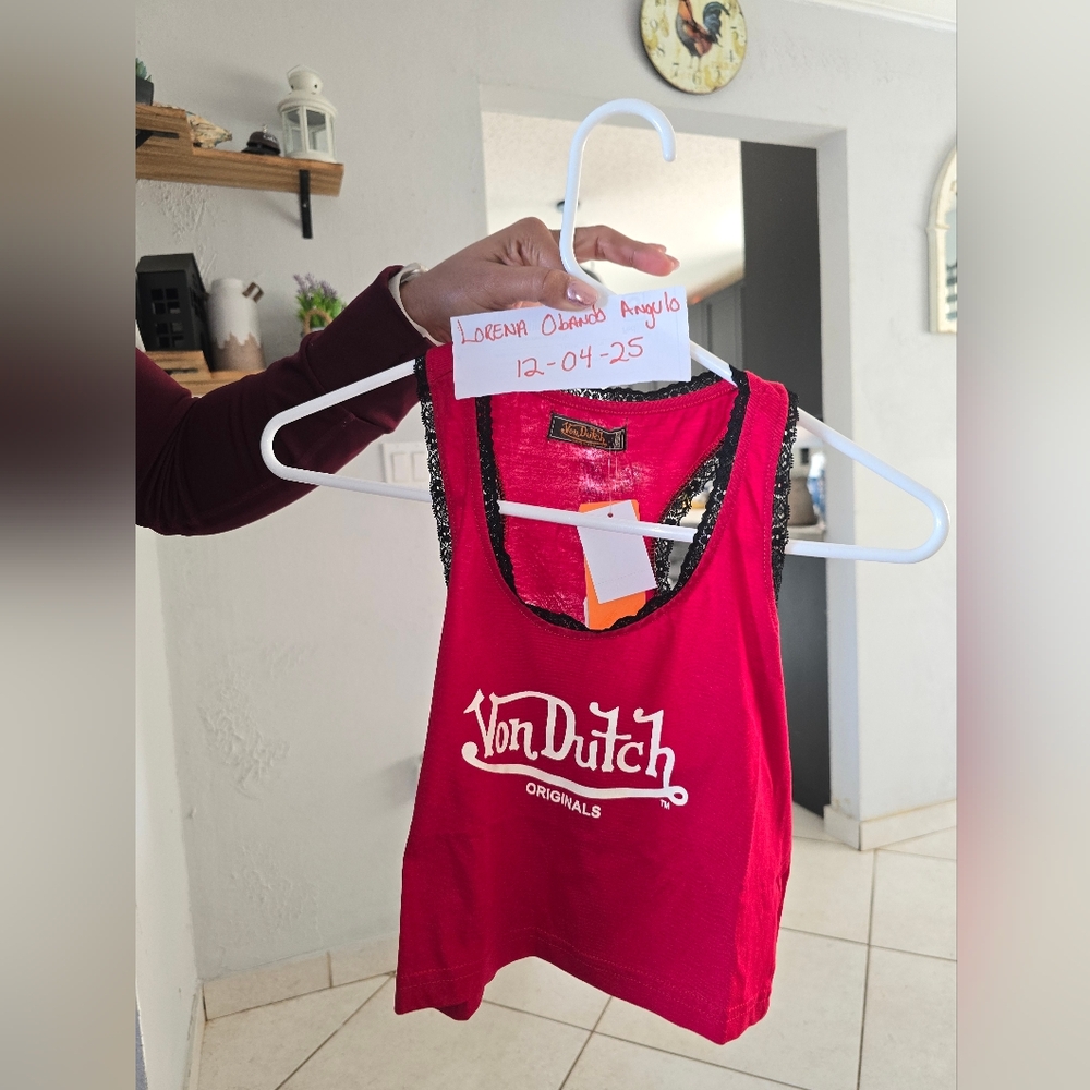 Von Dutch 2pc. Red Tank with Black Lace